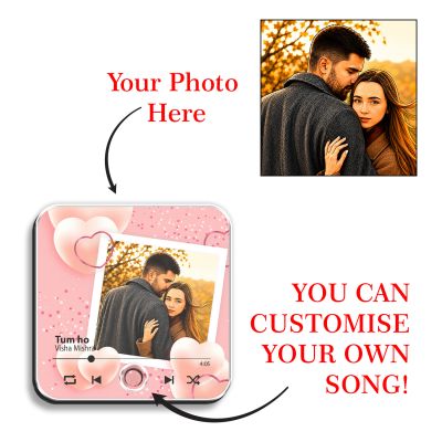Personalized Musical Fridge Magnet Photo Frame with Rechargeable Custom Song Frame with Photo Unique Anniversary & Birthday Gift for Couples Musical Memory Frame